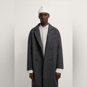ZARA MAN - Double Breasted Herringbone Coat.